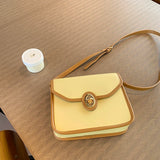 French Canvas Leather Saddle Bag Chain Bag Lady Shoulder Crossbody