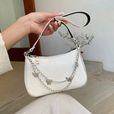 French Leather Chain Shoulder Bag for Women