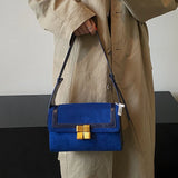 French Women Winter Shoulder Handbag Nubuck Leather Messenger