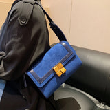 French Women Winter Shoulder Handbag Nubuck Leather Messenger