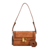 French Women Winter Shoulder Handbag Nubuck Leather Messenger
