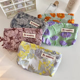 French Embossed Flowers Cosmetic Storage Bag Wallet Travel Makeup Kits