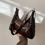 French Glossy Patent Leather Underarm Bag For Women