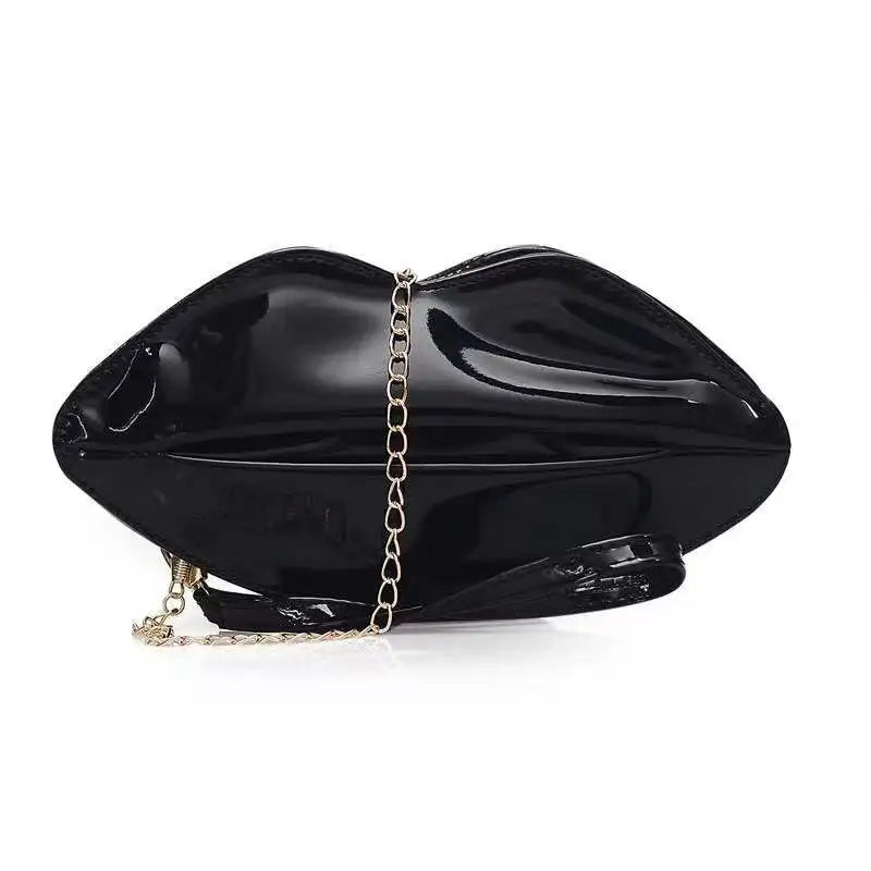 French One-shoulder Small Bag Red Lips Chain Handbag