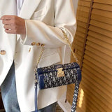 French Style Messenger Bag Lock Boston Square Cylinder Bag