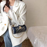 French Style Messenger Bag Lock Boston Square Cylinder Bag