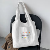 French Print Women Canvas Shopping Bag Eco Shoulder Bags Thank You Mistress
