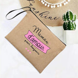 French Print Linen Wallet Travel Organizer Clutch Bag