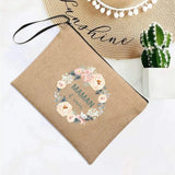 French Print Linen Wallet Travel Organizer Clutch Bag