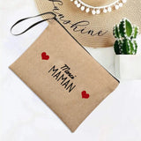 French Print Linen Wallet Travel Organizer Clutch Bag