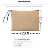 French Print Linen Wallet Travel Organizer Clutch Bag