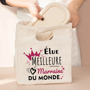 French Printed Pattern Cooler Lunch Bags Portable Insulated Canvas