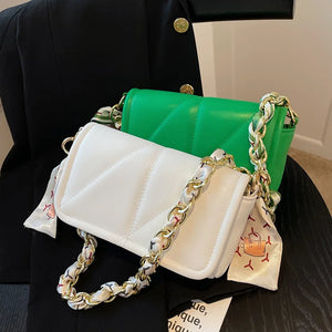 French Style Small Square Bags Soft Surface Chain Shoulder Messenger Bags