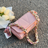 French Style Small Square Bags Soft Surface Chain Shoulder Messenger Bags