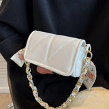 French Style Small Square Bags Soft Surface Chain Shoulder Messenger Bags