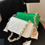 French Style Small Square Bags Soft Surface Chain Shoulder Messenger Bags