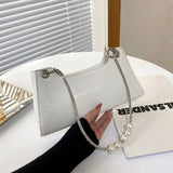 French Stone Pattern Underarm Bag Beading Chain Shoulder Bags