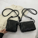 French Style Cross Woven Leather Messenger Bag