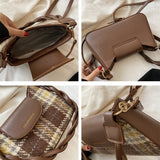French Style Plaid Underarm Shoulder Bag Woolen Crossbody Handbag
