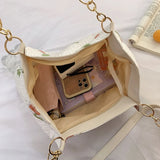 French Sweet Ladies Shoulder Bag Summer Tulip Flowers Tote Bag with Zipper