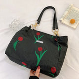 French Sweet Women Shoulder Bag with Zipper Large Capacity Handbag