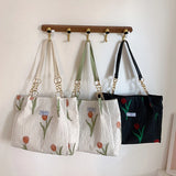 French Sweet Women Shoulder Bag with Zipper Large Capacity Handbag