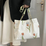 French Sweet Women Shoulder Bag with Zipper Large Capacity Handbag