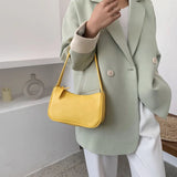 French Underarm Bag PU Solid Ladies Handbag Shoulder Underarm Bag Ins Mobile Pho