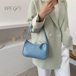 French Underarm Bag PU Solid Ladies Handbag Shoulder Underarm Bag Ins Mobile Pho