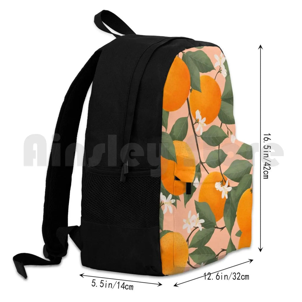 Vintage Retro Boho Oranges Tropical Citrus Outdoor Hiking Backpack