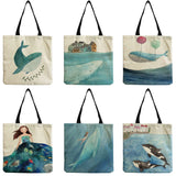 Whale Sea Series Tote Bag for Women Large Capacity Handbag