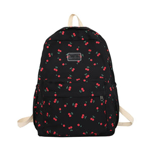 Cherry Print School Bag for Girls with Large Capacity