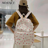 Cherry Print School Bag for Girls with Large Capacity