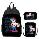 FNF Backpack 3 Pcs Set with Pencil Case Crossbody Bags Kids Cartoon School Bags