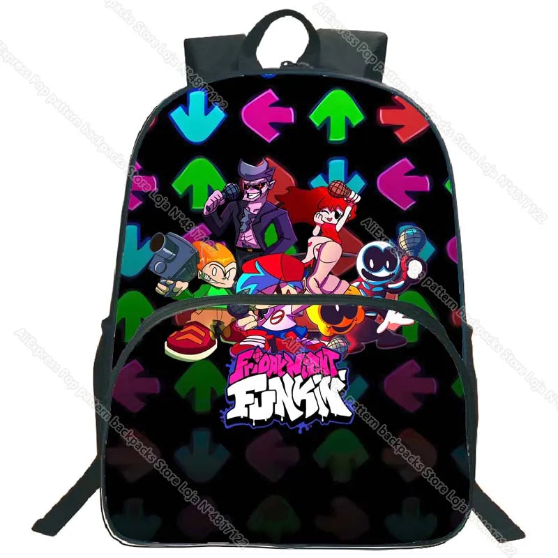 FNF Backpack for Kids Cartoon Anime School Bags Boys Girls Teens
