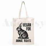 Vegan Cartoon Print Shopping Bags Girls Hand Bag