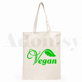 Vegan Cartoon Print Shopping Bags Girls Hand Bag