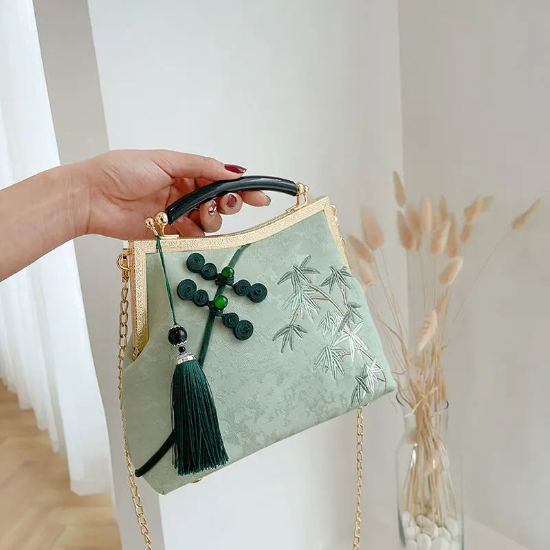 Vintage Tassel Bag Shell Lock Crossbody Chain Handbag Women's Purses