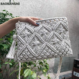 Fringed Hand Bag Messenger Bag Cotton Rope