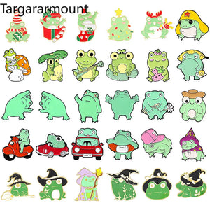 Frog Brooch Strawberry Magic Witch Hat Christmas