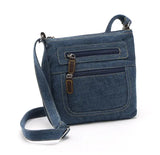 Denim Shoulder Bag Double Zipper Cross Body Lady Messenger Small Bag