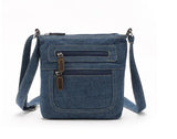 Denim Shoulder Bag Double Zipper Cross Body Lady Messenger Small Bag