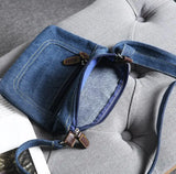 Denim Shoulder Bag Double Zipper Cross Body Lady Messenger Small Bag