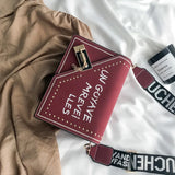 Frosted Letter Shoulder Bag with Lock and Strap