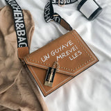 Frosted Letter Shoulder Bag with Lock and Strap