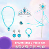 Frozen Crown Magic Wand Girls Elsa Princess Necklace Bracelet Ear Clip Ring Set