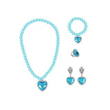 Frozen Crown Magic Wand Girls Elsa Princess Necklace Bracelet Ear Clip Ring Set