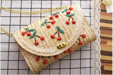 Cherry Banana Straw Beach Bag Embroidery Messenger Chain Shoulder Bag