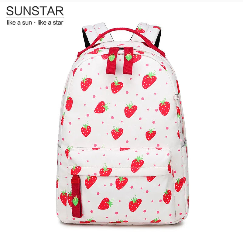 Fruit Print Backpack Lightweight Waterproof Shoulder Bags