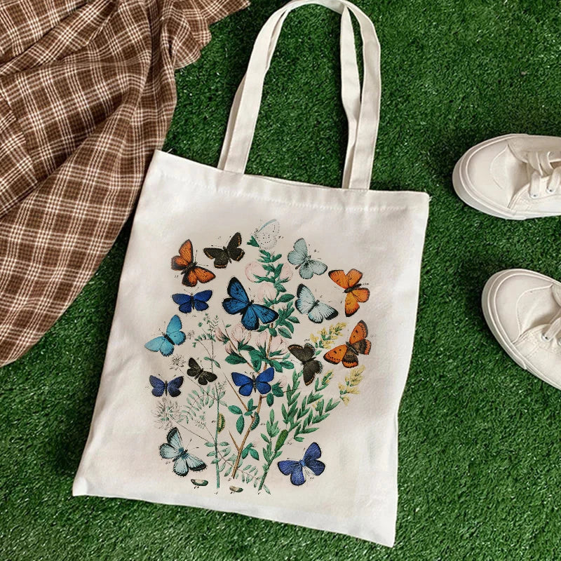 Fruit Print Floral Canvas Tote Bag Women's Shoulder Bag